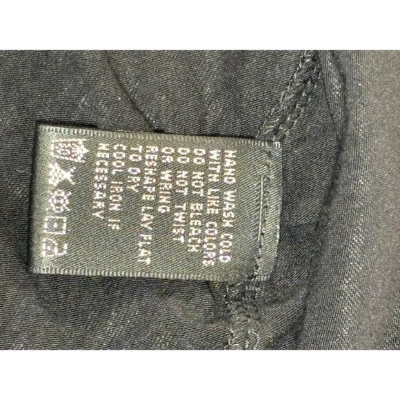 August Silk blouse Women's Large black flower lined neckline - Picture 9 of 12